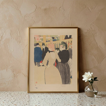Farblithografie von Henri de Toulouse-Lautrec zeigt La Goulue und ihre Schwester im Moulin Rouge.