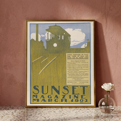 Detailreiches Werbeposter der Southern Pacific Company für das Sunset Magazine von 1902.