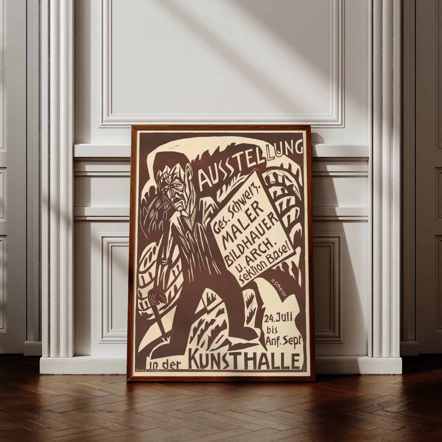 Expressionistisches Plakat von Hermann Scherer 1926 für die Kunsthalle Basel.