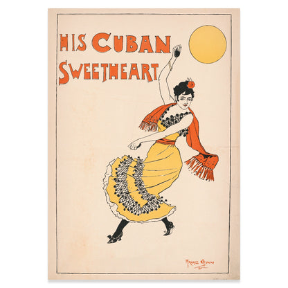 Wandkunst Reproduktion des berühmten Archie Gunn Posters His Cuban Sweetheart.