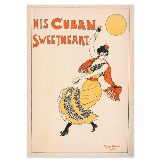 Wandkunst Reproduktion des berühmten Archie Gunn Posters His Cuban Sweetheart.