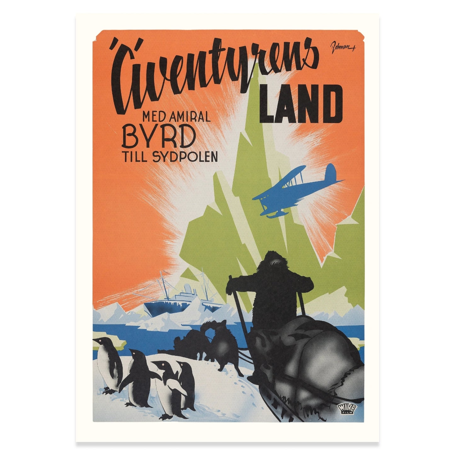 Historisches schwedisches Werbeplakat für den Dokumentarfilm über Admiral Byrd.