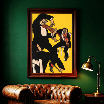 Vintage Kunstposter von Moriz Jung mit dem Titel Zwischen 3 und 4 Uhr Früh.