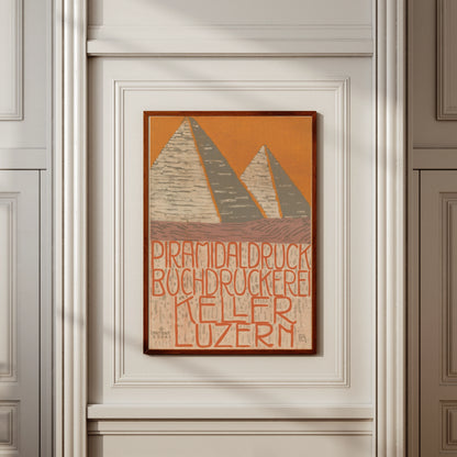 Strukturierte Darstellung der Pyramidenoberflächen im Stil des frühen Schweizer Grafikdesigns.