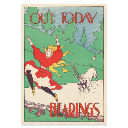 Retro-Poster mit historischer Typografie und dynamischer Illustrationskunst.