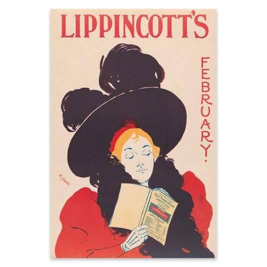Detaillierte Reproduktion eines historischen Werbeplakats für Lippincott’s Magazine.