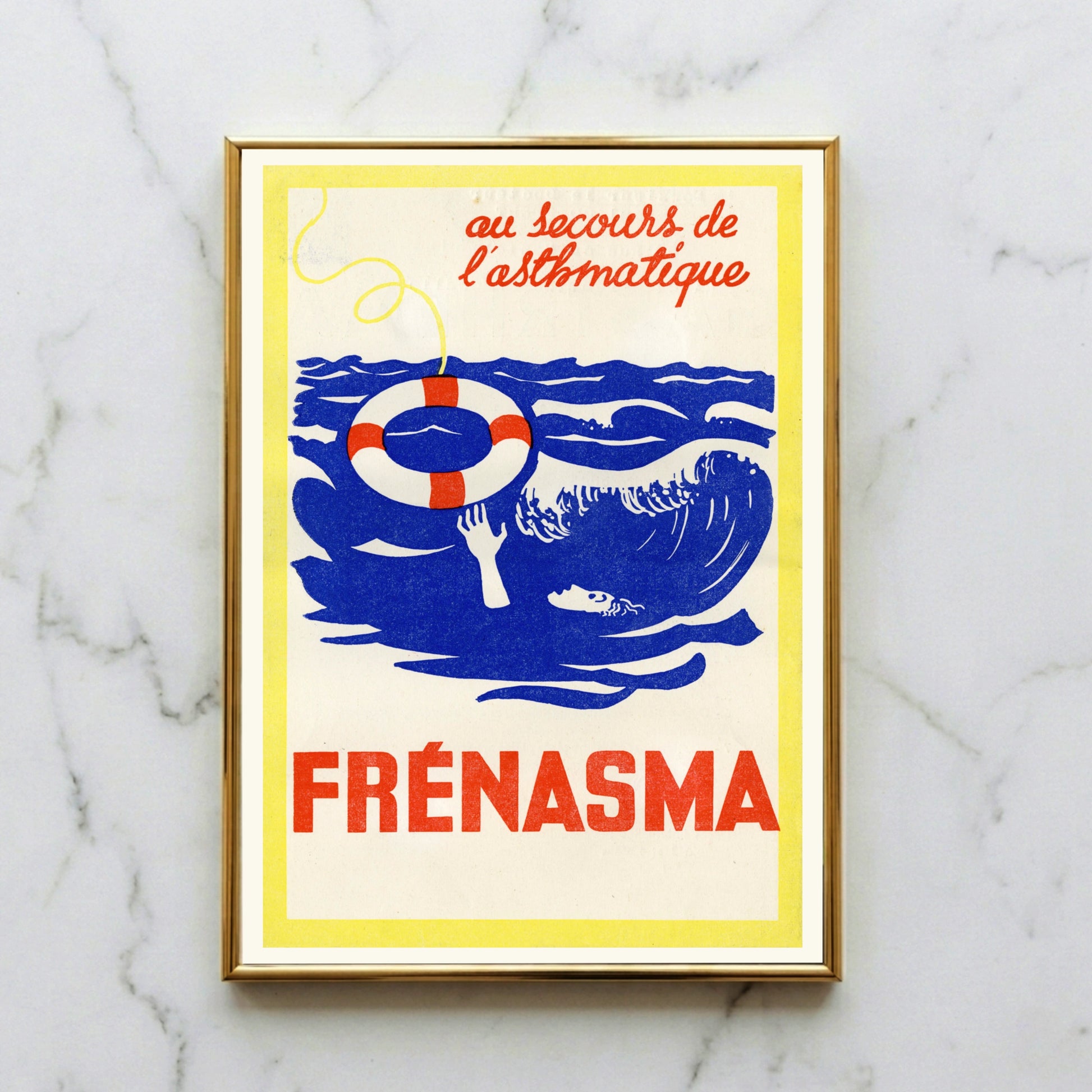 Französisches Medizinhistorik-Poster Frénasma mit der Aufschrift au secours de l'asthmatique.