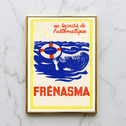 Französisches Medizinhistorik-Poster Frénasma mit der Aufschrift au secours de l'asthmatique.