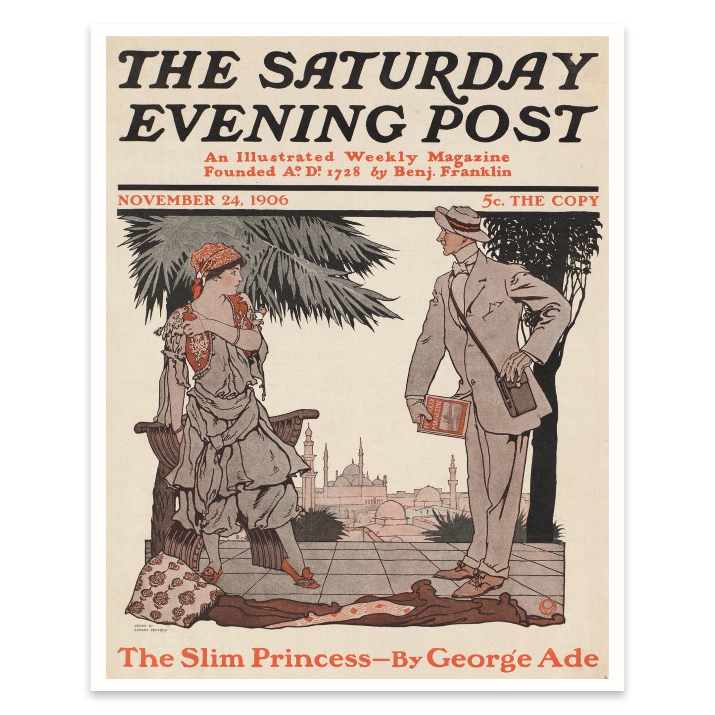 Klassisches amerikanisches Plakatträgers im Stil der Belle Epoque mit sanften Erdtönen.