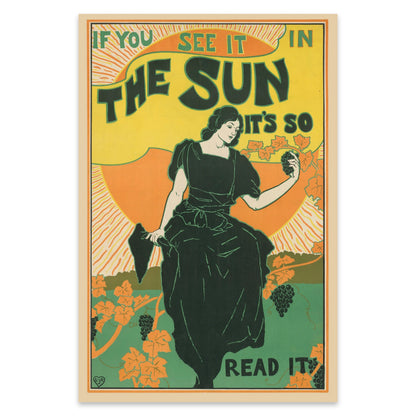 Vintage Poster Reproduktion der Zeitung The Sun von 1895.