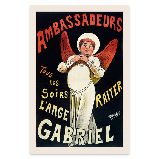 Retro-Posterdruck eines französischen Werbeplakats mit kontrastreicher Farbgestaltung in Rot und Gelb.