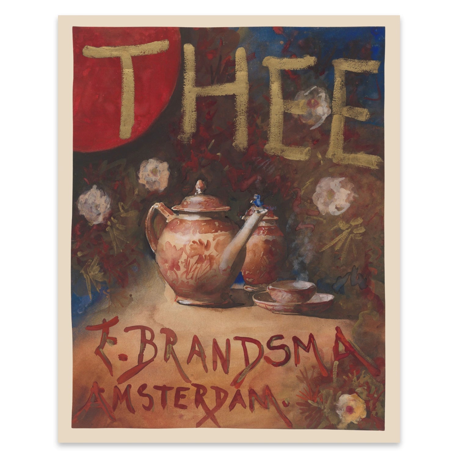 Vintage Grafikdesign von Theo Molkenboer für das Teehaus Brandsma.