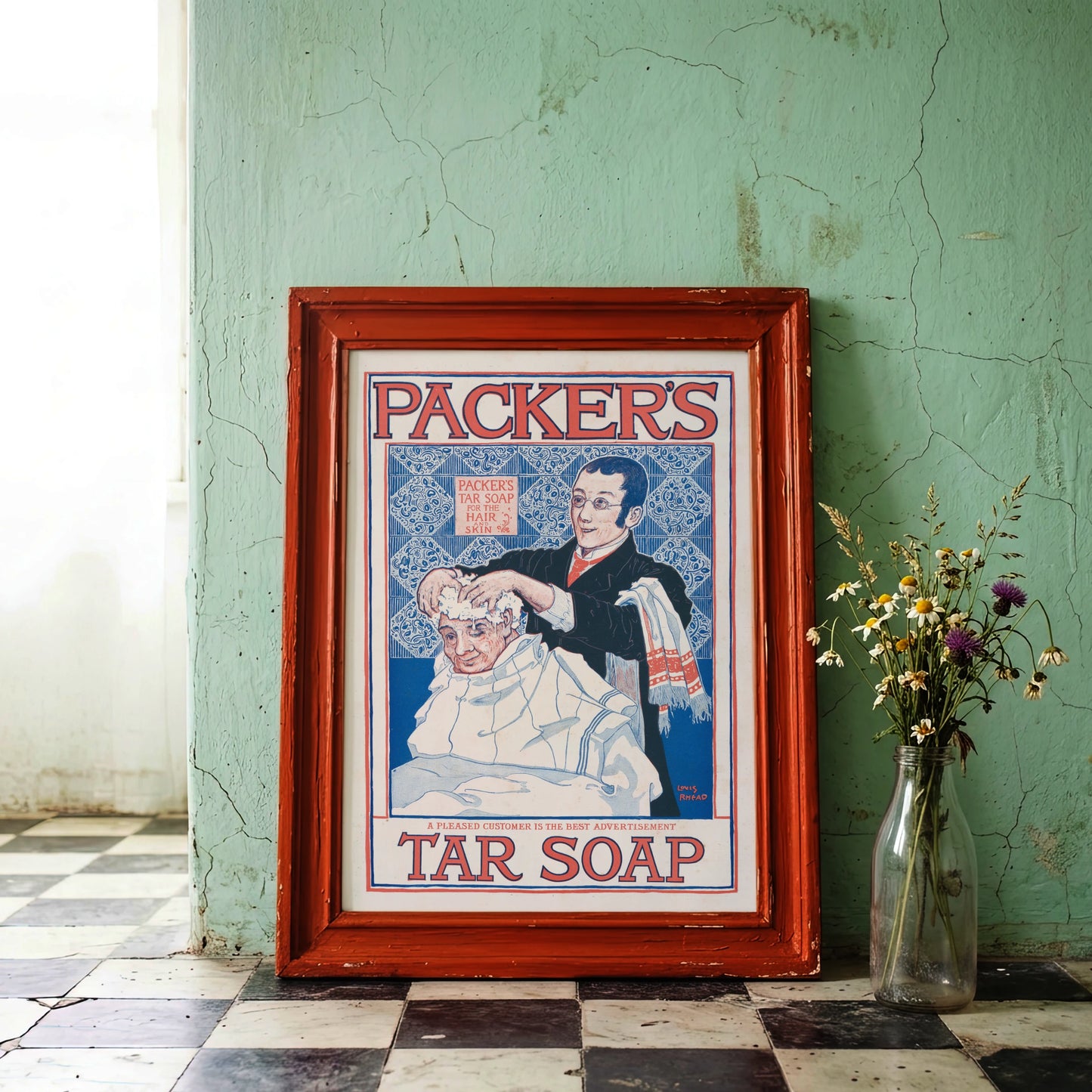Klassisches Badezimmer-Poster im Vintage-Stil der frühen 1900er Jahre.