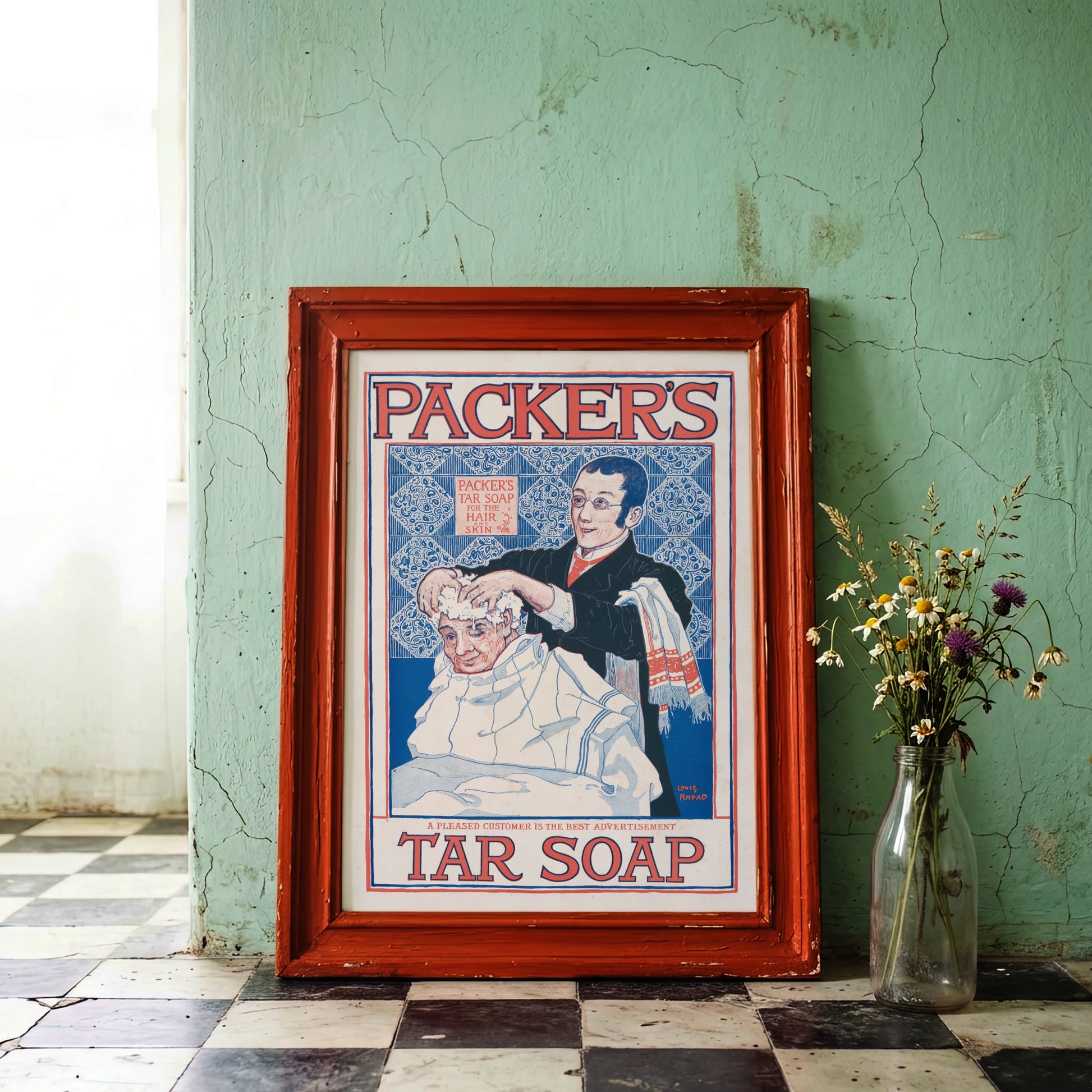 Klassisches Badezimmer-Poster im Vintage-Stil der frühen 1900er Jahre.