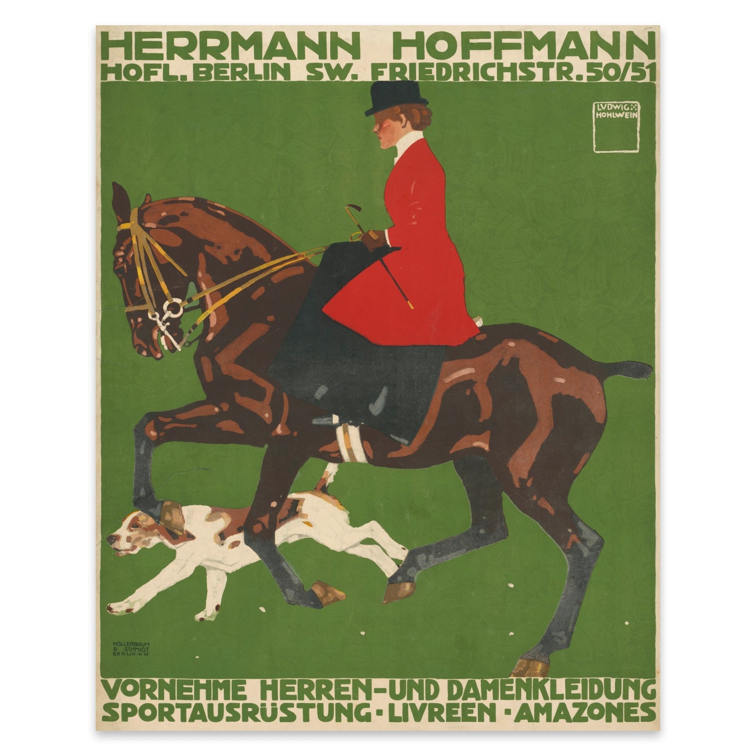 Grafisches Kunstposter mit flächigen Farbaufträgen und eleganter Typografie von 1910.