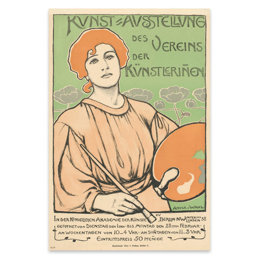 Illustratives Vintage-Kunstposter mit Frauenthemen und floristischer Dekoration.