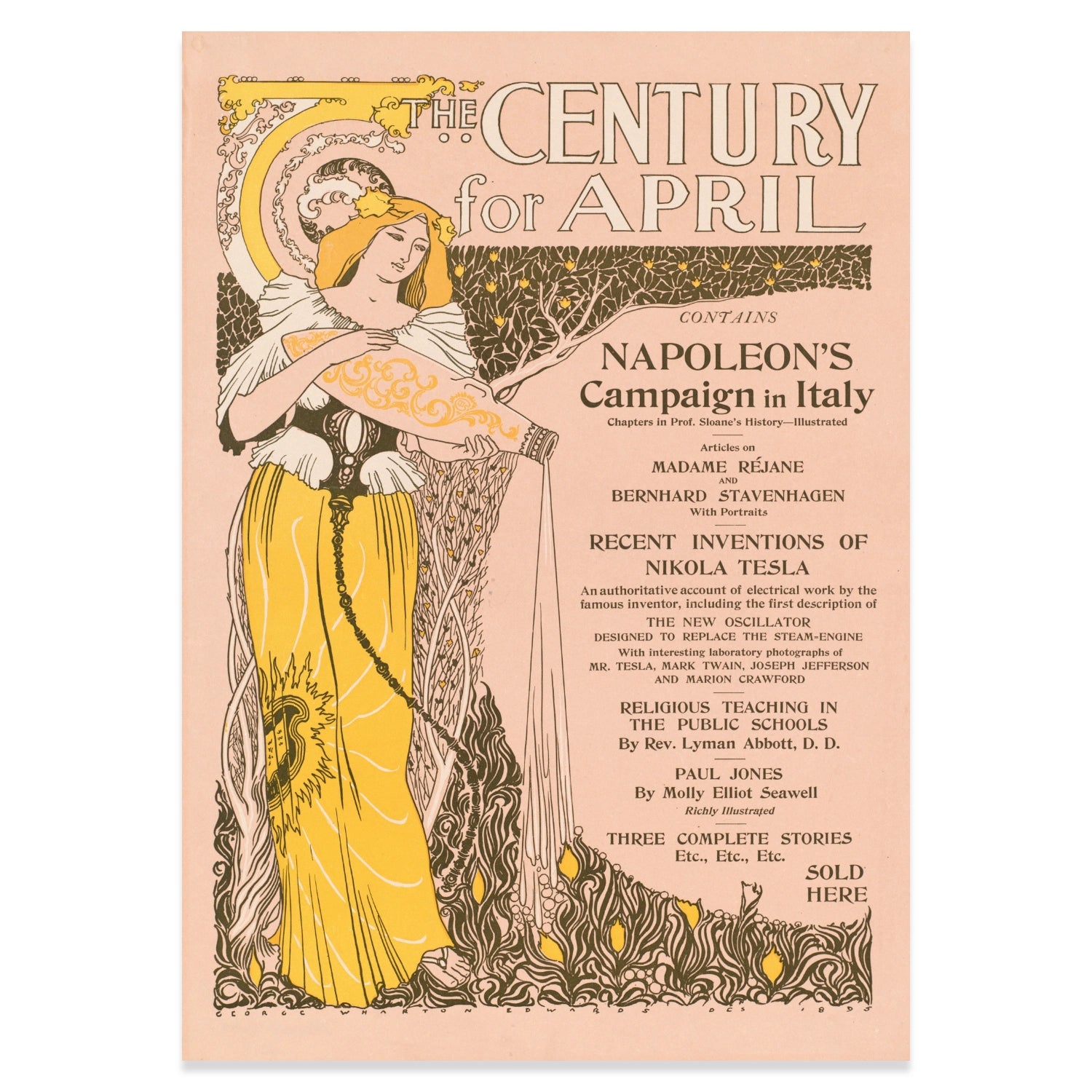 Retro Wandbild George Wharton Edwards The Century Magazin im amerikanischen Art Nouveau Stil.