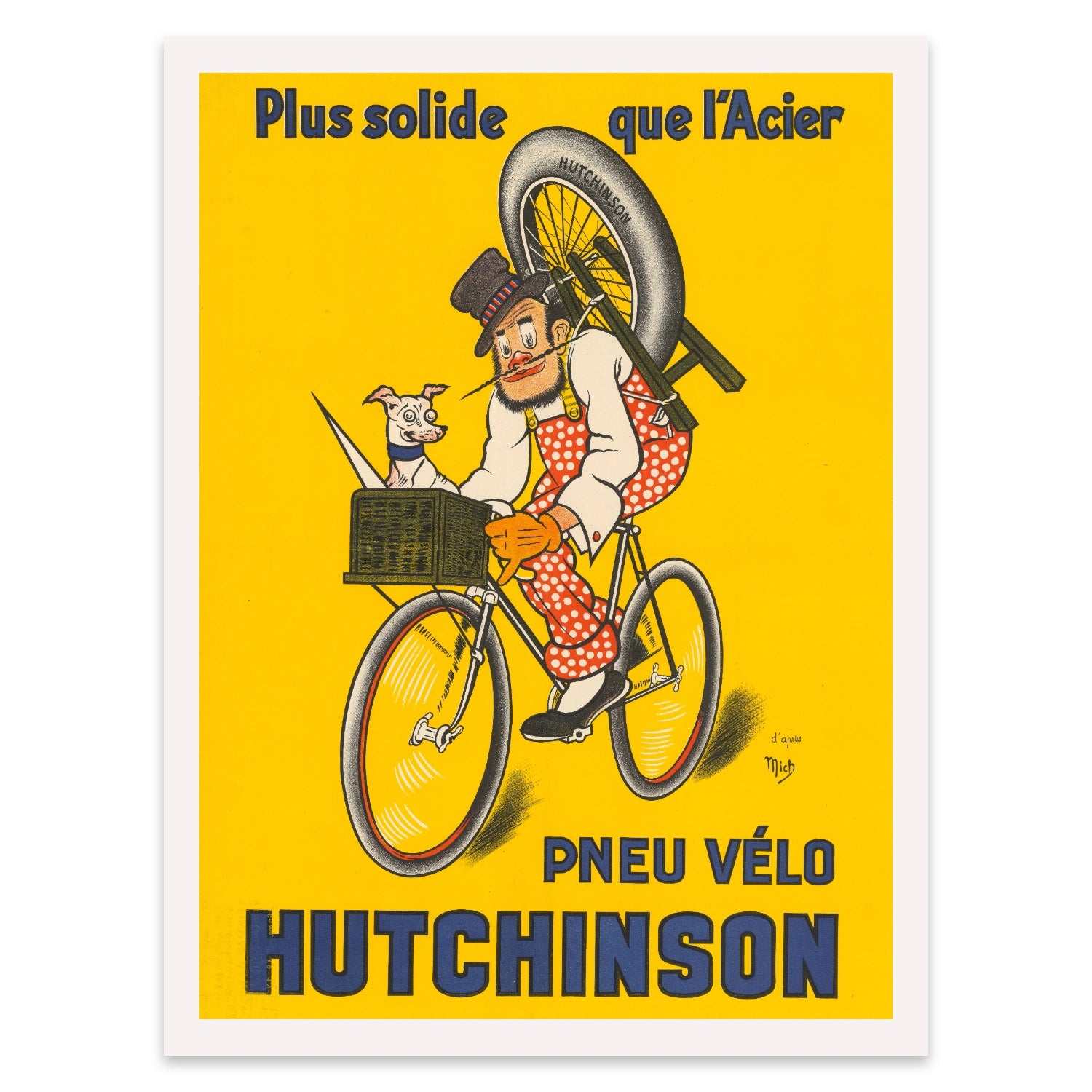 Hutchinson Pneu Vélo Kunstdruck im illustrativen Vintage-Stil von Michel Liebeaux.