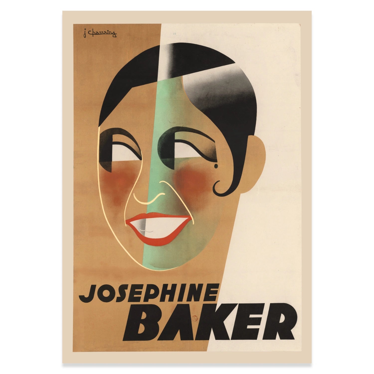 Jean Chassaing Porträt der Jazz-Ikone Joséphine Baker für Galerie-Dekoration.