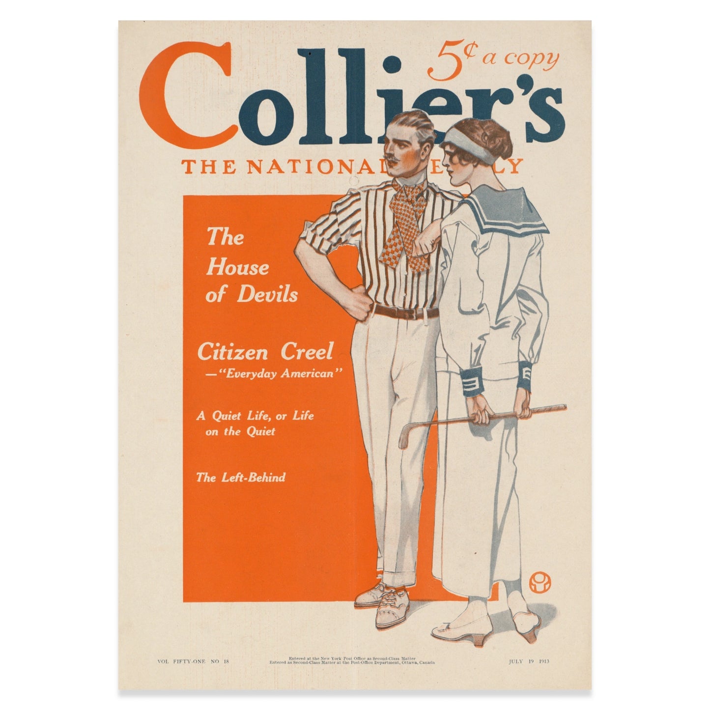 Klassisches amerikanisches Magazin-Plakat Collier's The House of Devils 1913.
