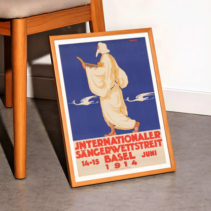 Vintage Schweizer Event-Poster von 1914 mit markanter roter Typografie.