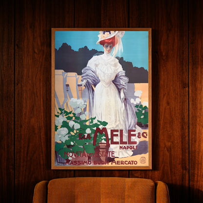 Jugendstil Poster von Leopoldo Metlicovitz zeigt eine elegante Dame der Belle Époque.
