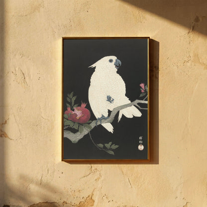 Detaillierte Darstellung eines weißen Vogels von Ohara Koson im Shin-hanga Stil.