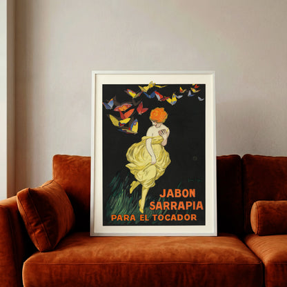 Art Deco Kunstdruck mit dem Schriftzug Jabon Sarrapia Para El Tocador.