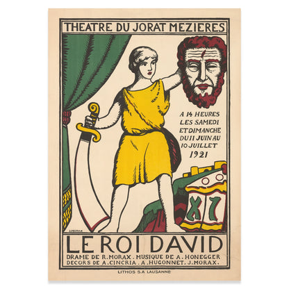 Jean Morax Grafikdesign für die Uraufführung von Le Roi David im Jahr 1921.
