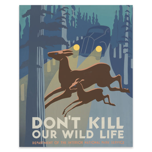 Klassisches WPA-Stil Kunstplakat mit Schwerpunkt Wildlife Conservation.