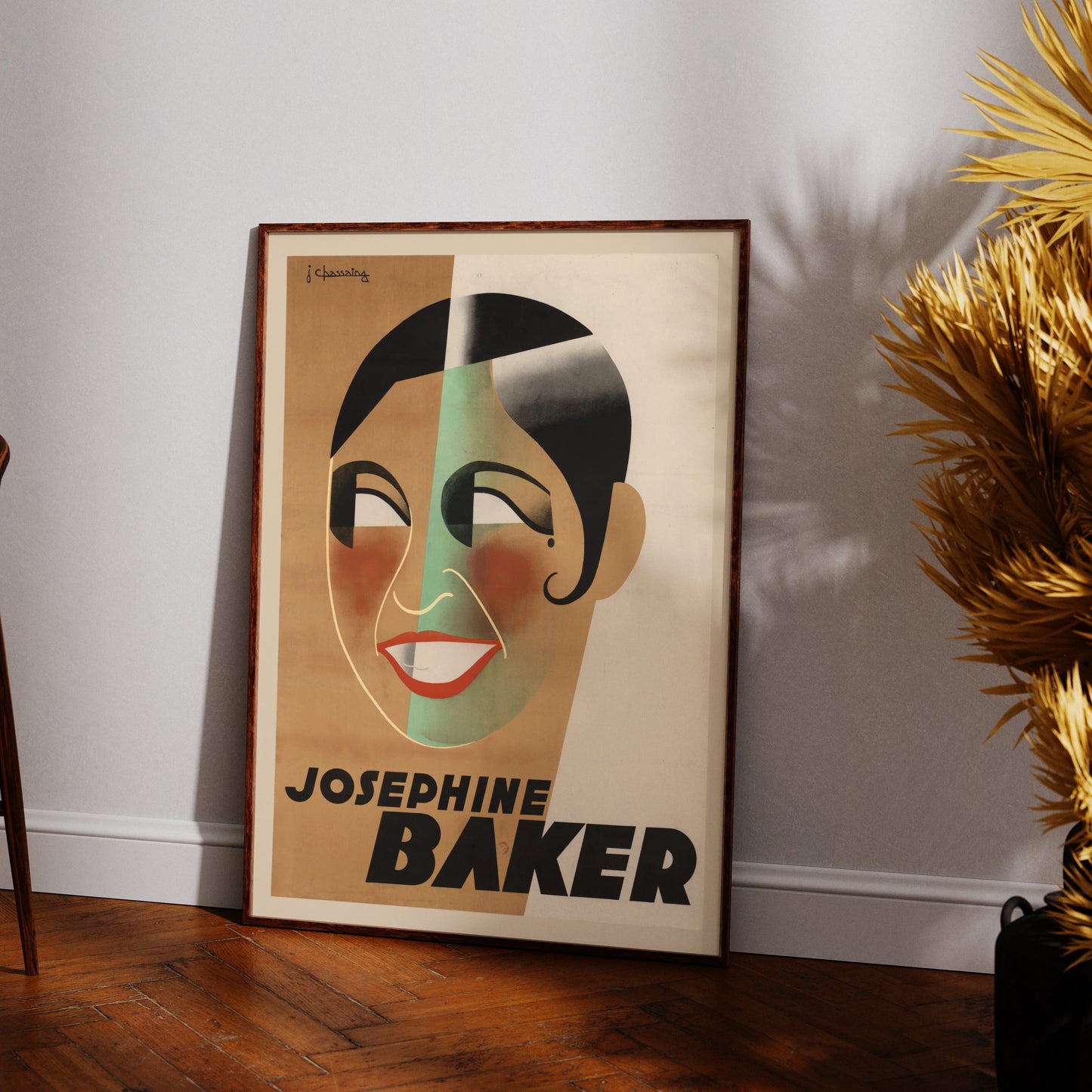 Grafisches Art Déco Porträt von Joséphine Baker aus dem Jahr 1931 von Jean Chassaing.