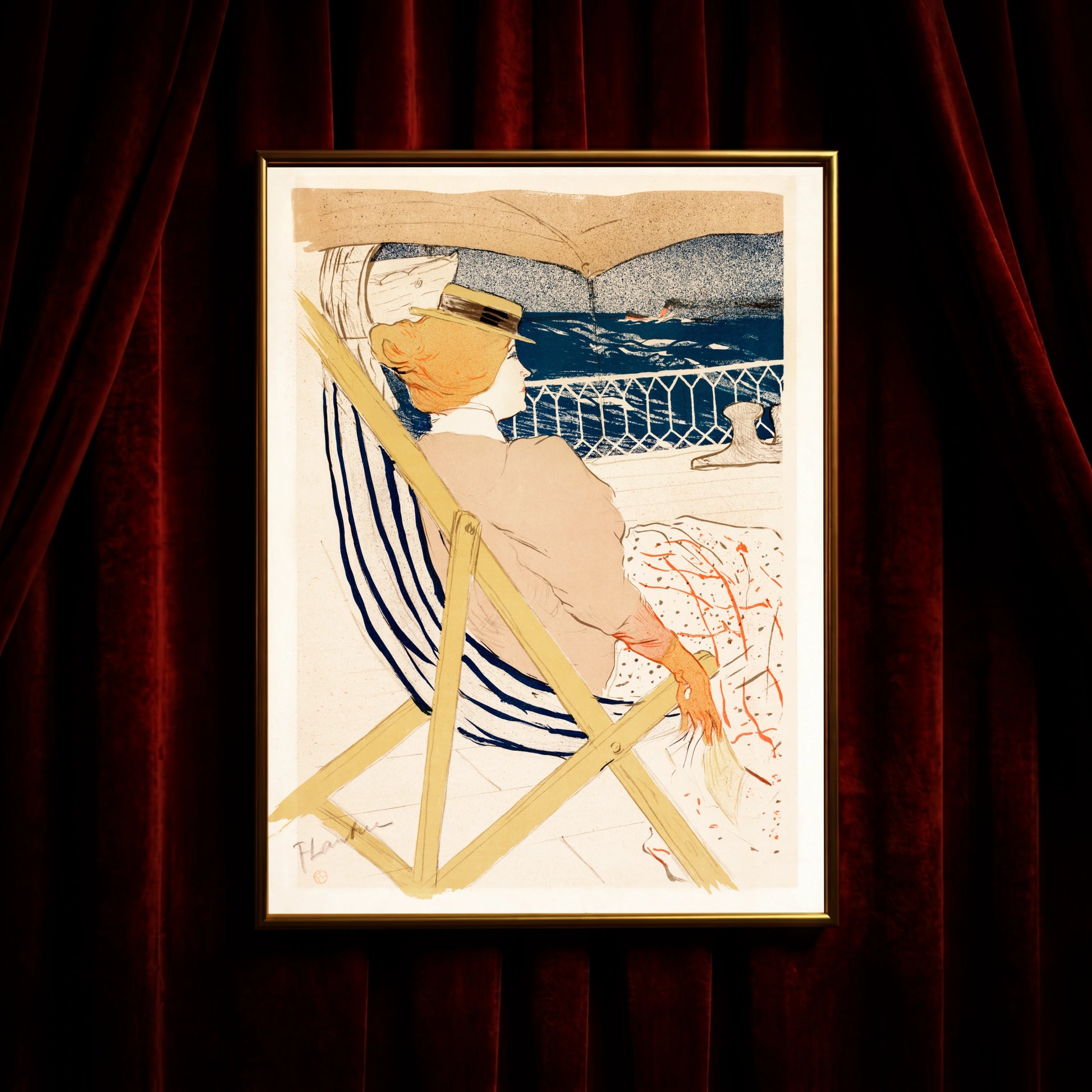 Französisches Kunstposter der Belle Époque Passagierin in Kabine 54