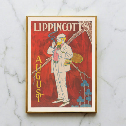 Detailaufnahme eines historischen Plakats mit Typografie Lippincott's August.
