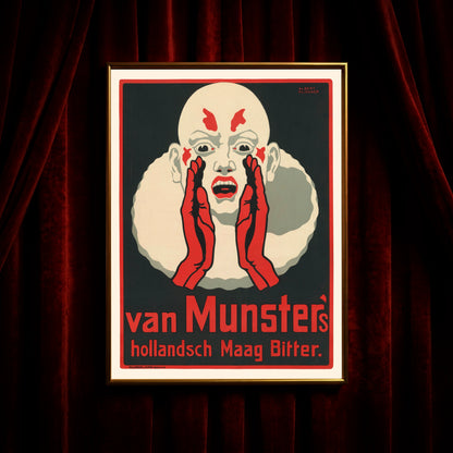 Detailansicht der Illustration eines Clowns mit weißen Akzenten und roter Gesichtsbemalung.