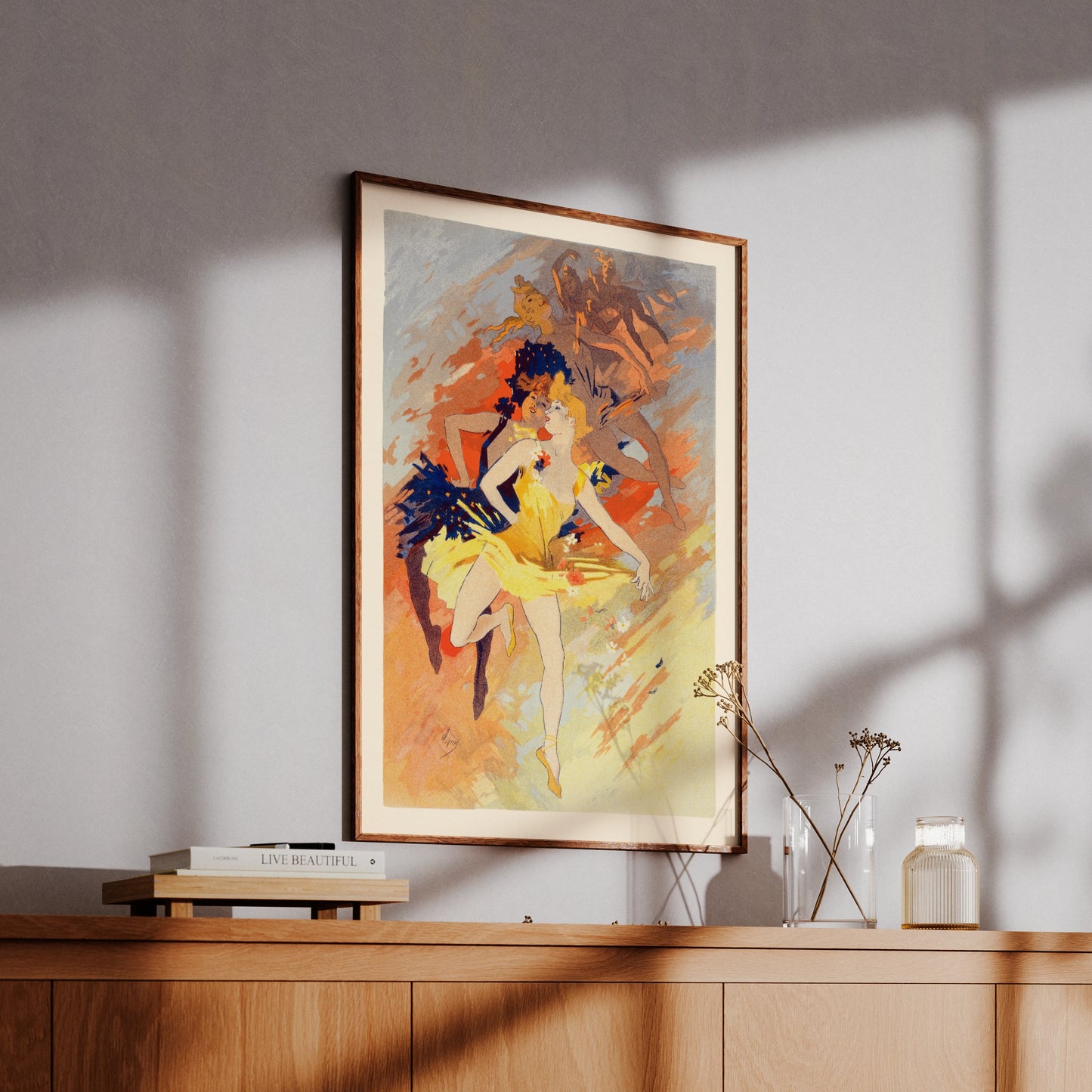 Vintage Kunstplakat La Danse mit warmen Orange- und Gelbtönen und impressionistischen Pinselstrichen.