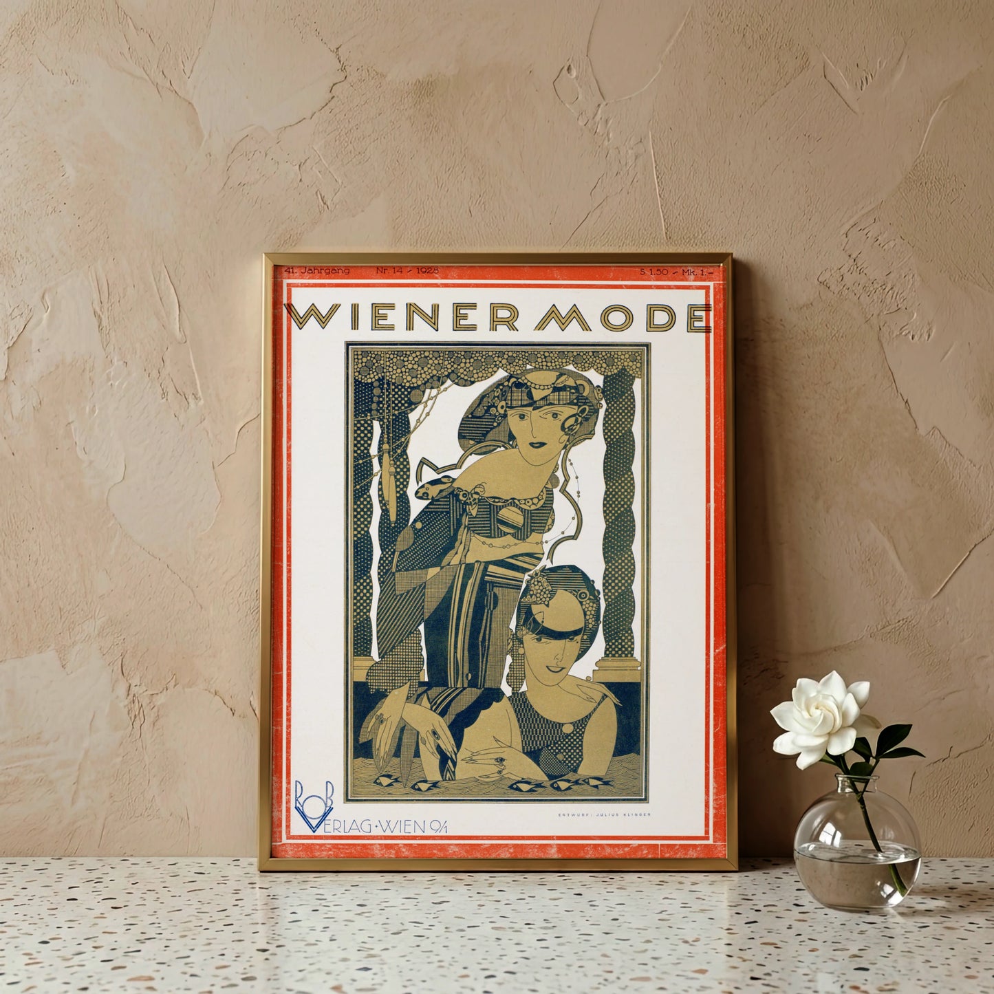Grafisches Cover der Zeitschrift Wiener Mode im Art Déco Stil von Julius Klinger.