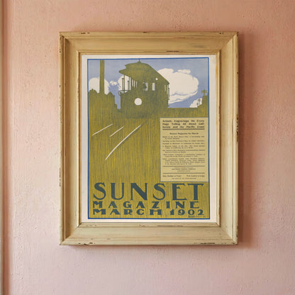 Künstlerisches Plakat im Jugendstil mit markanter Typografie und Stadtansicht San Francisco.