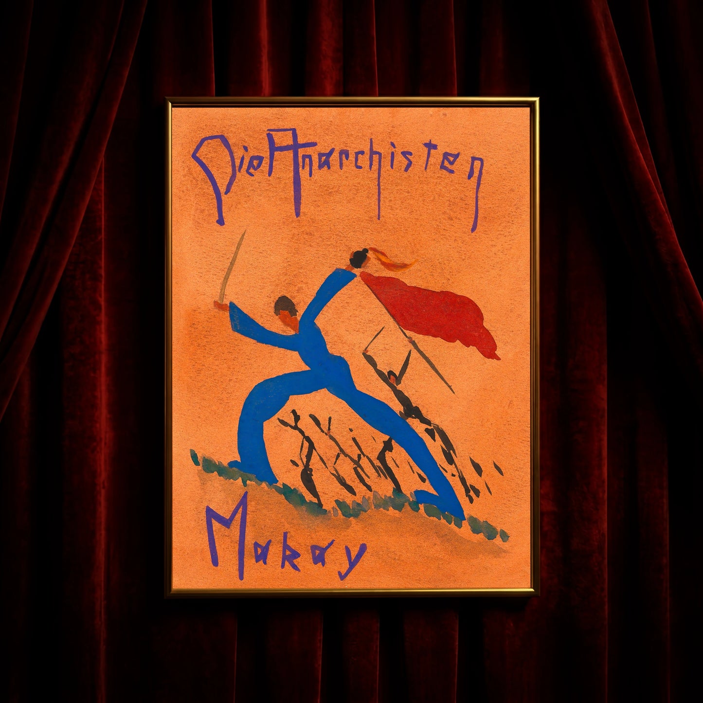 Avantgardistisches Kunstplakat von Karl Wiener mit politisch motivierter Darstellung.