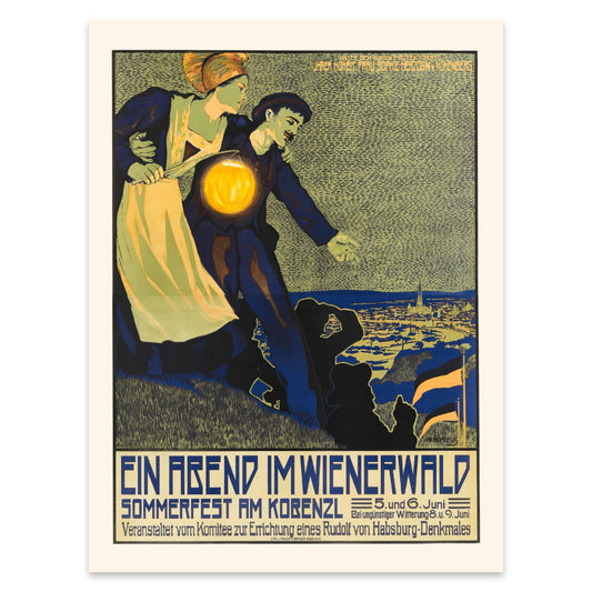 Klassisches Wiener Veranstaltungsplakat von 1909 mit typografischen Details.
