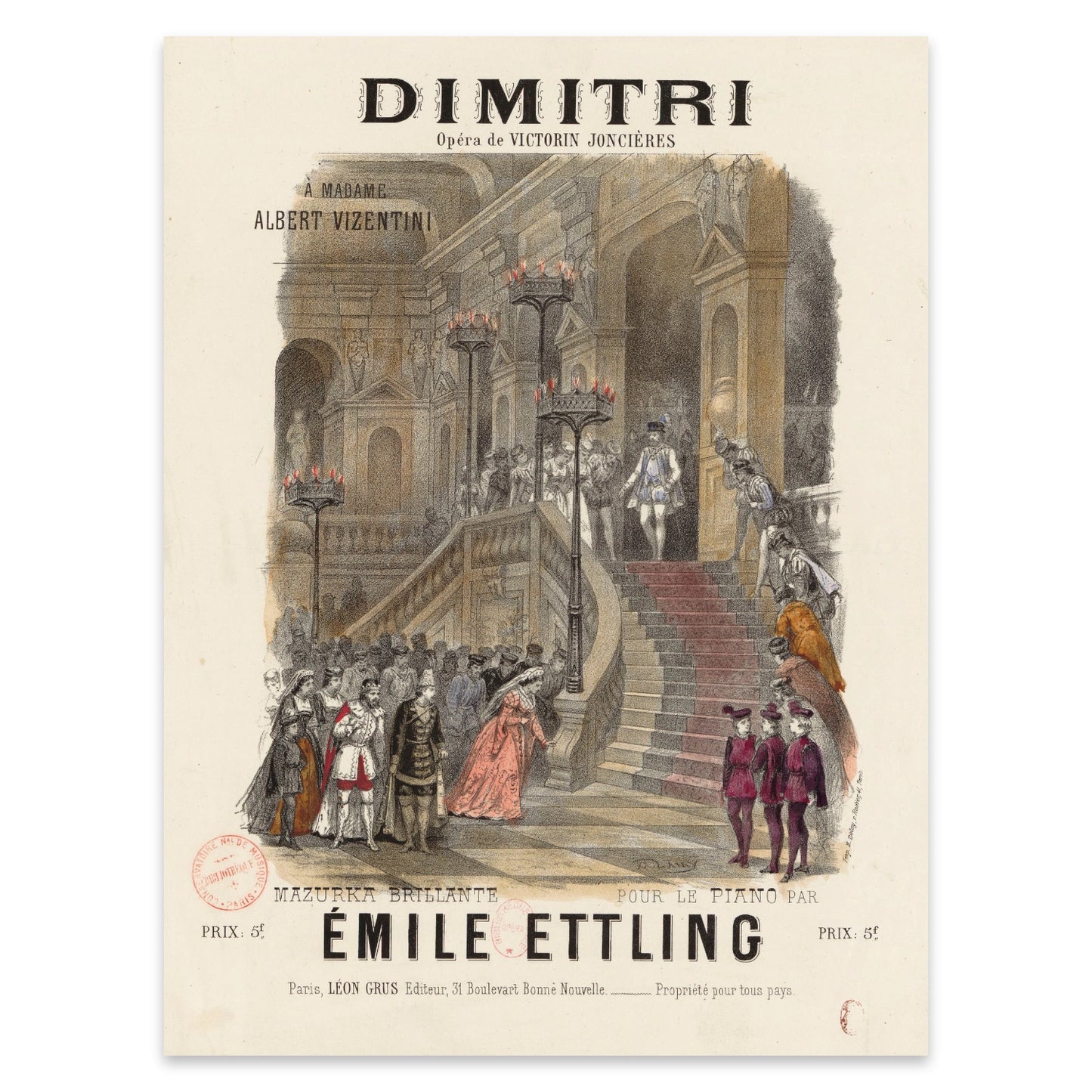 Kunstdruck der Oper Dimitri von Victorin Joncières in gedeckten Farben.