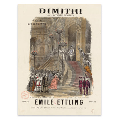 Kunstdruck der Oper Dimitri von Victorin Joncières in gedeckten Farben.