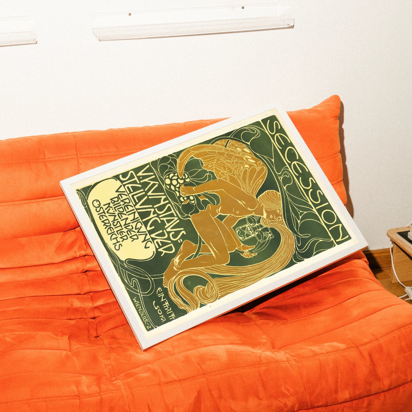 Vintage Plakat von Koloman Moser zur 5. Secession Ausstellung 1899 in Gold und Dunkelgrün.