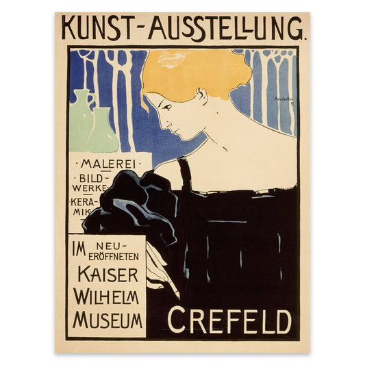 Kunstvolles deutsches Grafikdesign des späten 19. Jahrhunderts in Blau- und Schwarztönen.