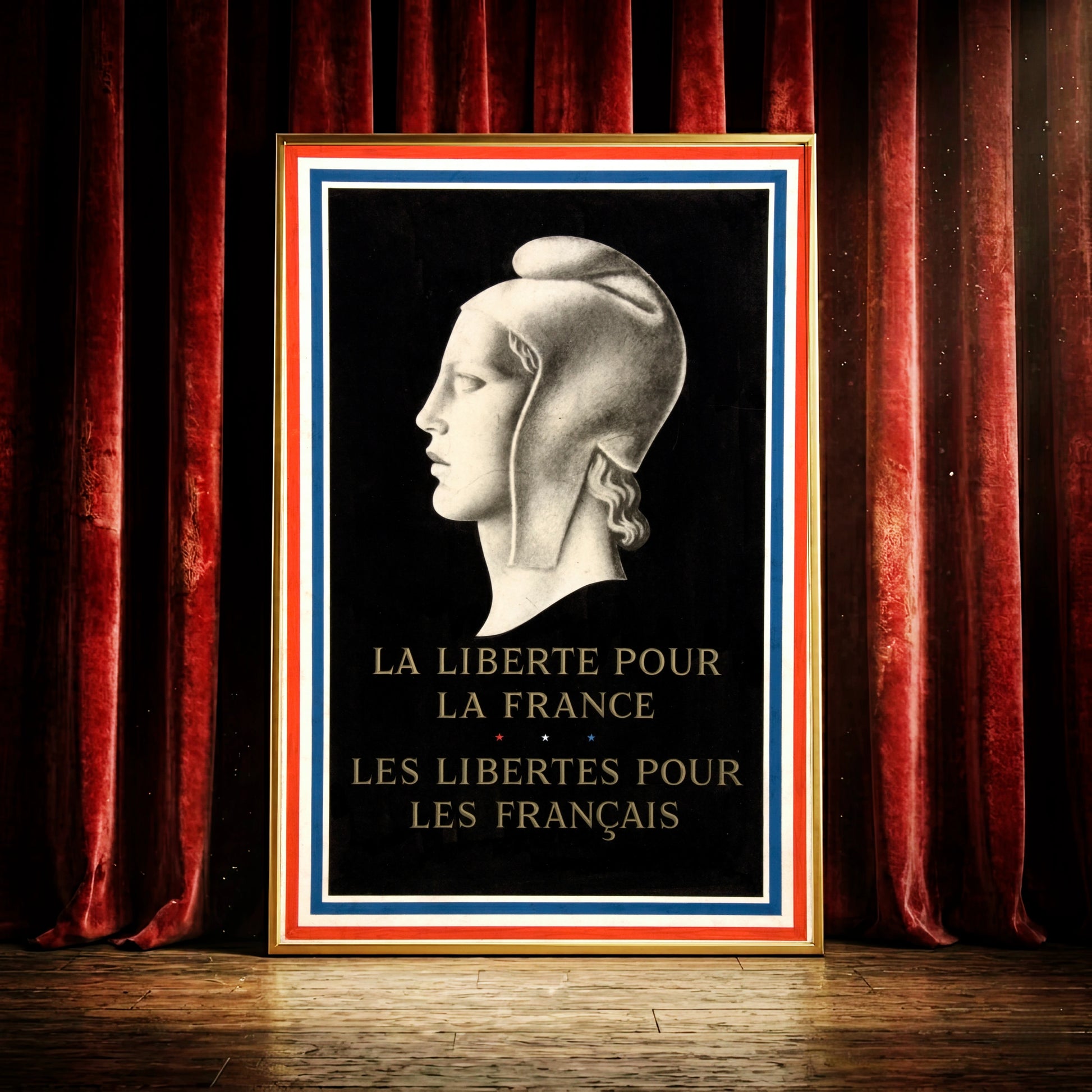 Vintage Plakat von 1940 mit französischem Text La liberté pour la France.