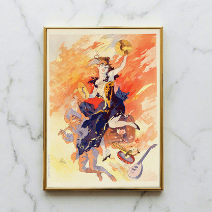 Vintage Kunstplakat La Musique von Jules Chéret aus dem Jahr 1900.