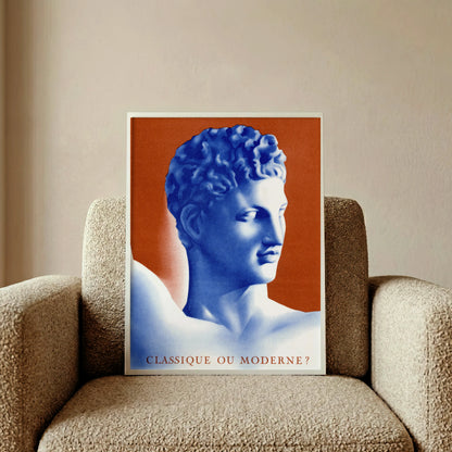Grafisches Vintage Poster der Laboratoires G. Reaubourg mit blauer Statue.