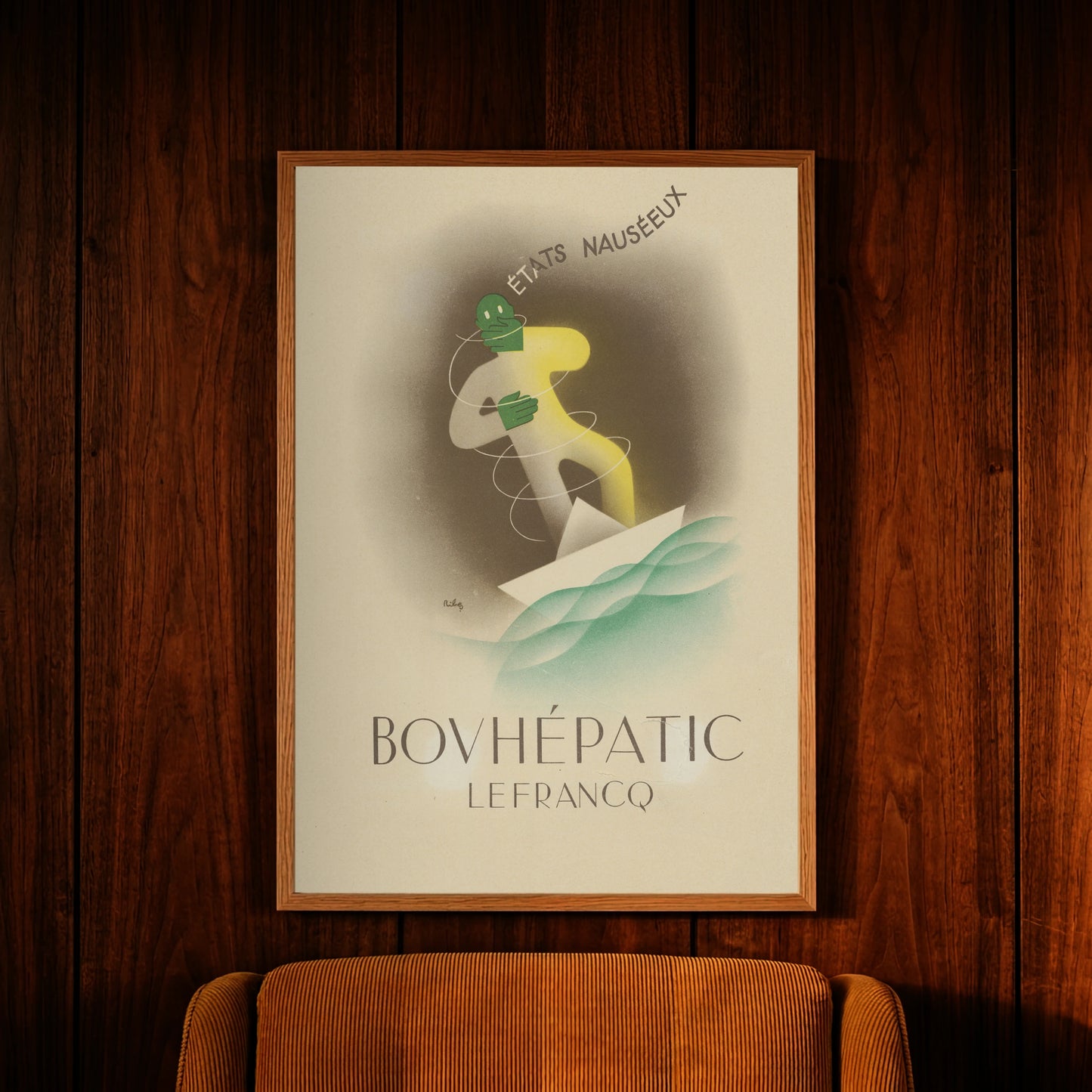 Abstraktes Plakat der Laboratoires de la Carnine Lefrancq im Vintage-Stil.