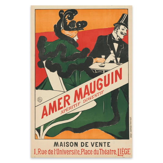 Illustratives Vintage-Poster einer Café-Szene im späten 19. Jahrhundert.