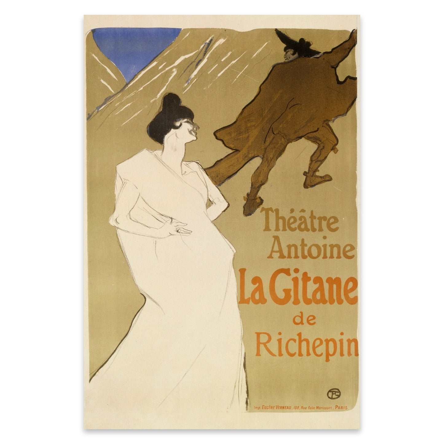 Klassische Lithografie Reproduktion von La Gitane de Richepin.