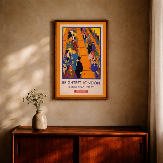 Grafische Darstellung einer Menschenmenge im London des Art-Deco-Zeitalters.